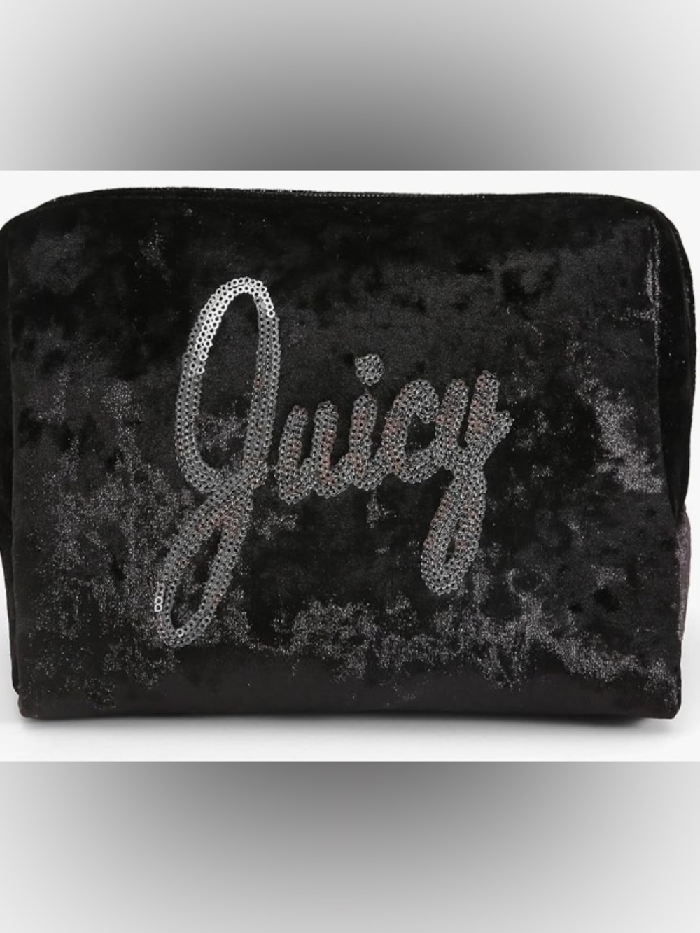 🆕- Juicy Couture Black Velvet Sequin Logo Cosmetic Bag